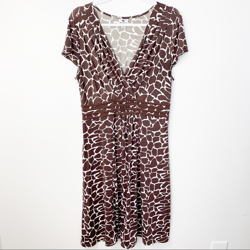 Worthington Brown/White V-Neck Dress